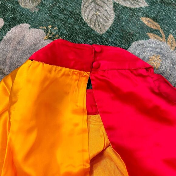 Anthropologie Pinnacle X Shruti Orange Pink Colorblock Ruffle Maxi Dress Medium - Picture 8 of 15